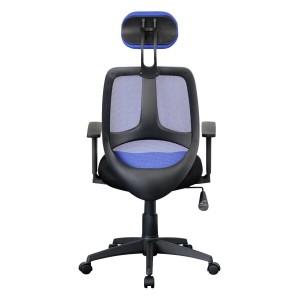 Silla ergonómica DRAKE con cabecero y reposabrazos regulables, tapizada en malla transpirable, color negro