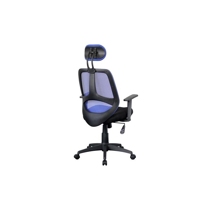 Silla ergonómica DRAKE con cabecero y reposabrazos regulables, tapizada en malla transpirable, color negro