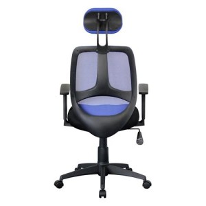 Silla ergonómica DRAKE con cabecero y reposabrazos regulables, tapizada en malla transpirable, color negro