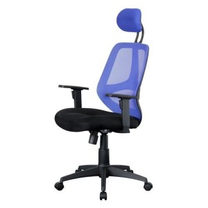 Silla ergonómica DRAKE con cabecero y reposabrazos regulables, tapizada en malla transpirable, color negro