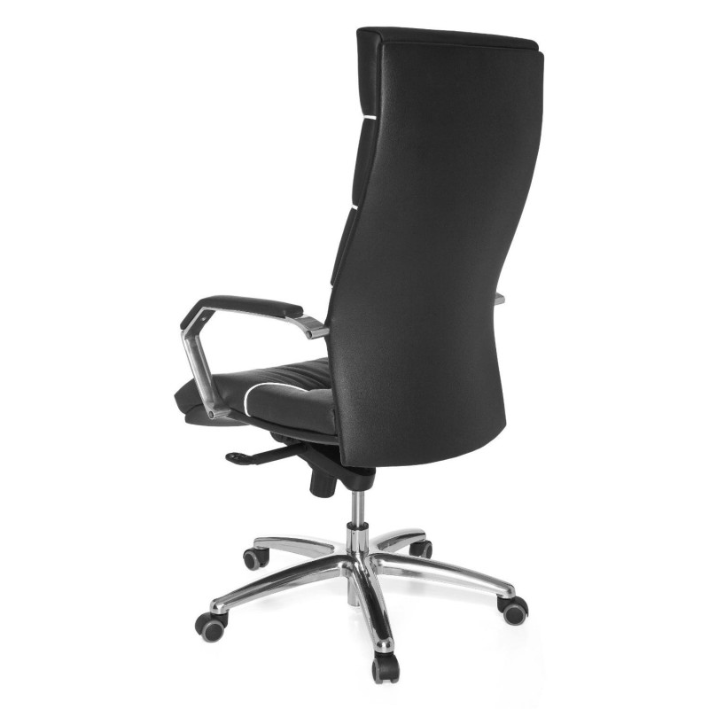 Sillón de piel natural ZONDA para uso profesional 8h, gran acolchado, negro