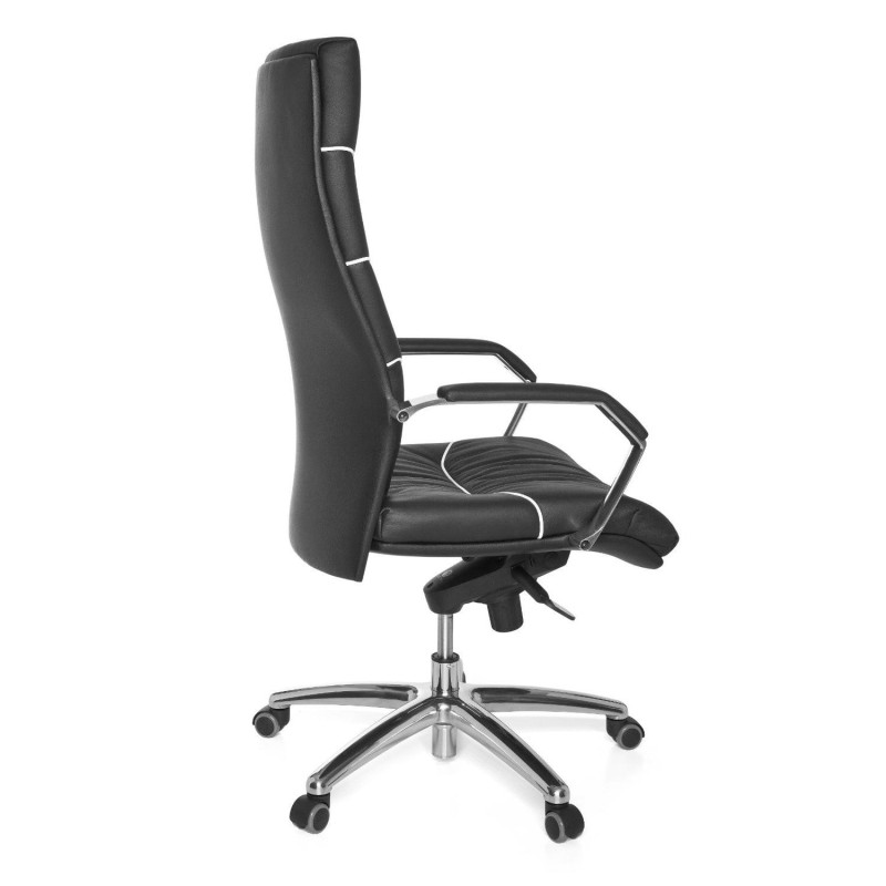 Sillón de piel natural ZONDA para uso profesional 8h, gran acolchado, negro