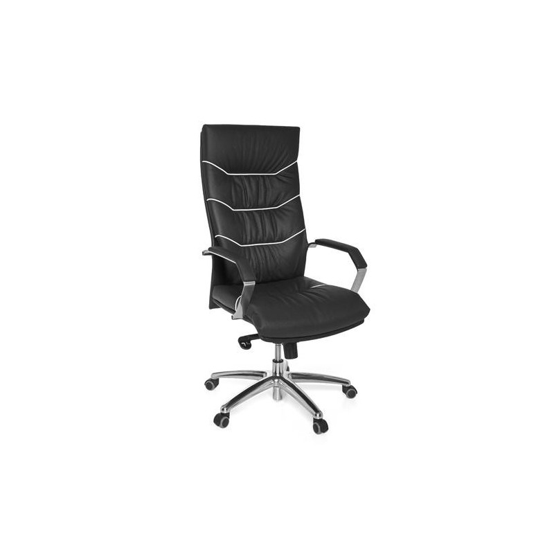 Sillón de piel natural ZONDA para uso profesional 8h, gran acolchado, negro