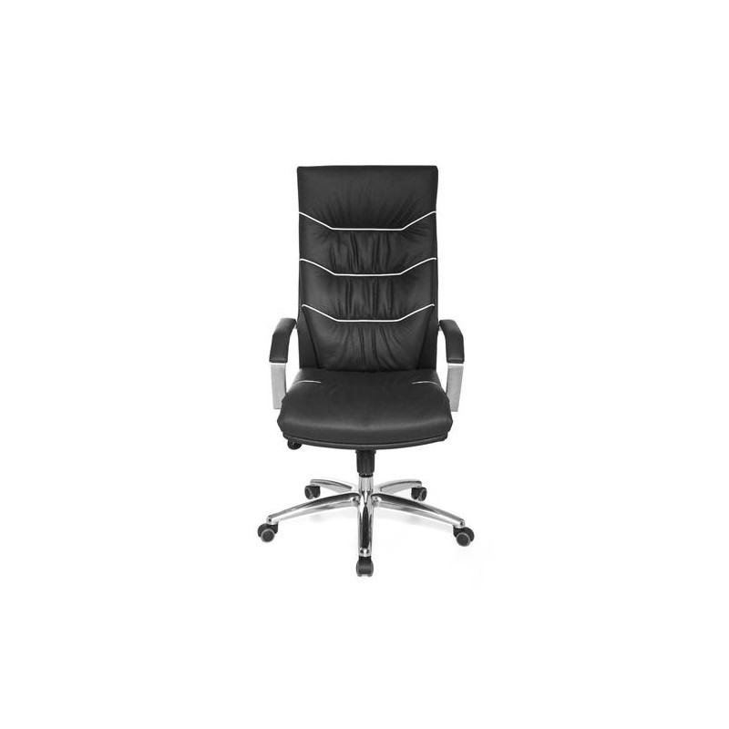 Sillón de piel natural ZONDA para uso profesional 8h, gran acolchado, negro