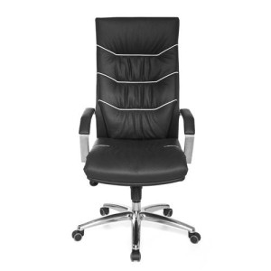 Sillón de piel natural ZONDA para uso profesional 8h, gran acolchado, negro