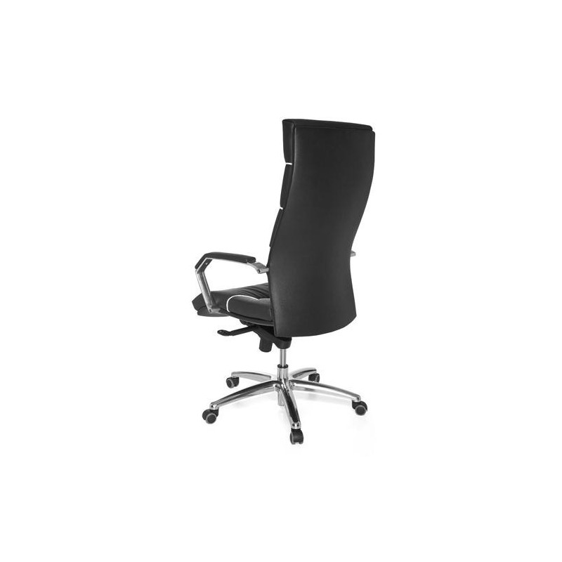 Sillón de piel natural ZONDA para uso profesional 8h, gran acolchado, negro
