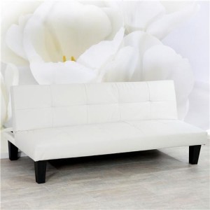 Sofá plegable de 3 plazas DAVO, muy versátil y cómodo, bonito diseño con capitoné en piel color negro