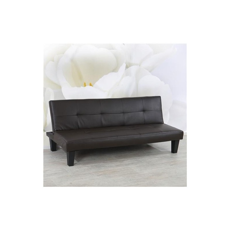 Sofá plegable de 3 plazas DAVO, muy versátil y cómodo, bonito diseño con capitoné en piel color negro