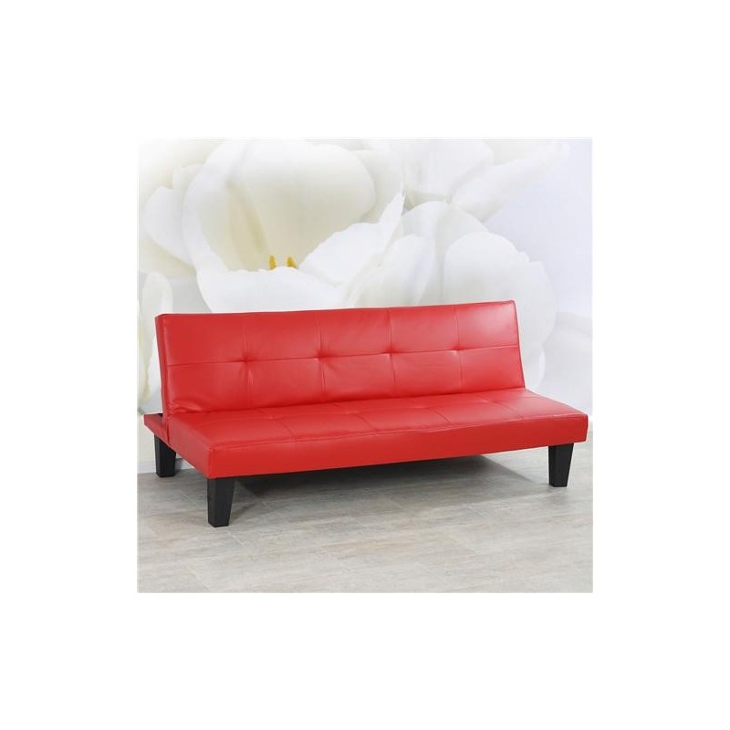 Sofá plegable de 3 plazas DAVO, muy versátil y cómodo, bonito diseño con capitoné en piel color negro