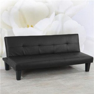 Sofá plegable de 3 plazas DAVO, muy versátil y cómodo, bonito diseño con capitoné en piel color negro