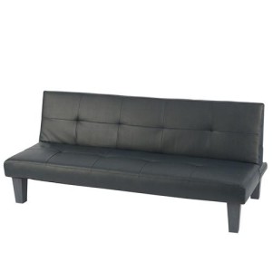 Sofá plegable de 3 plazas DAVO, muy versátil y cómodo, bonito diseño con capitoné en piel color negro