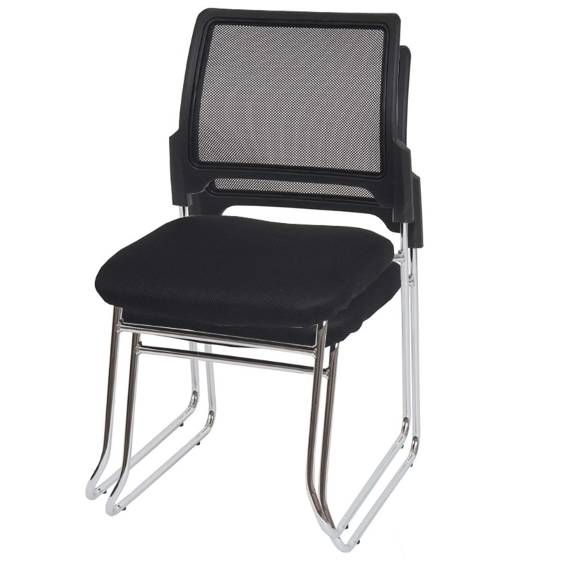 Lote de 2 sillas de confidente PISA apilables con diseño ergonómico, estructura metálica y tapizadas en malla transpirable