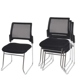 Lote de 4 sillas de confidente PISA apilables con diseño ergonómico, estructura metálica y tapizadas en malla transpirable
