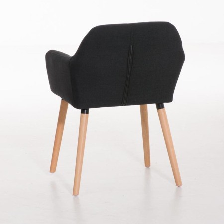 Silla de confidente NIEBLA, cuidado diseño con patas en madera tapizada en tela color negro 2