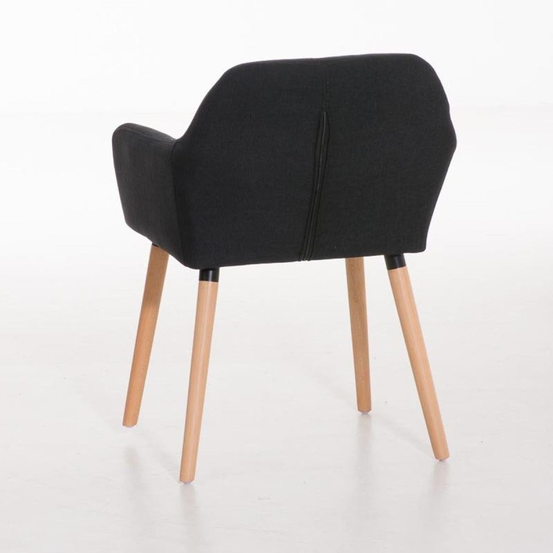 Silla de confidente NIEBLA, cuidado diseño con patas en madera tapizada en tela color negro