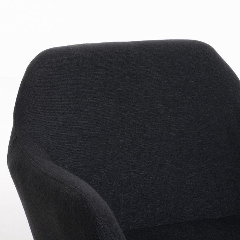 Silla de confidente NIEBLA, cuidado diseño con patas en madera tapizada en tela color negro
