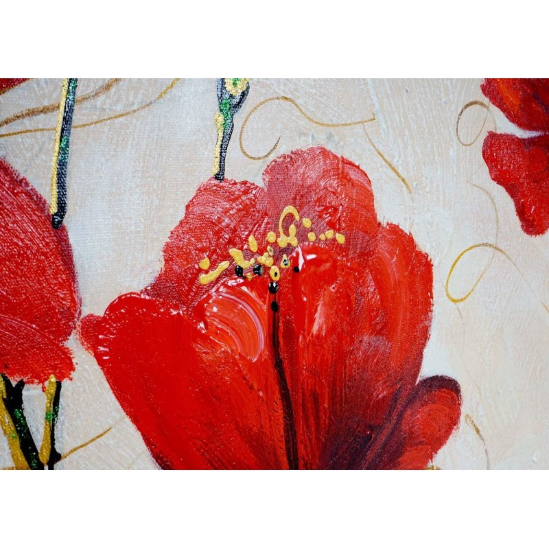 Cuadro AMAPOLAS 70x140x3,5 cm, pintado a mano al óleo
