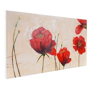 Cuadro AMAPOLAS 70x140x3,5 cm, pintado a mano al óleo