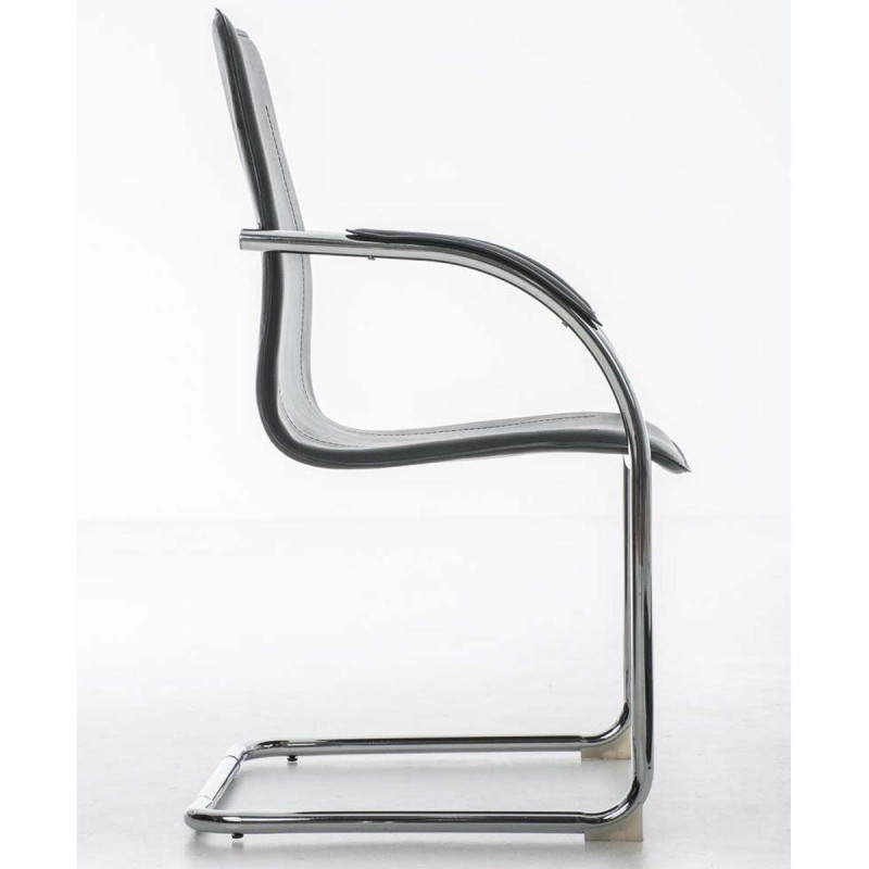 Sillas de confidente FLAP, estructura metálica y elegante diseño en piel color negro