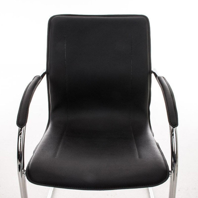 Sillas de confidente FLAP, estructura metálica y elegante diseño en piel color negro