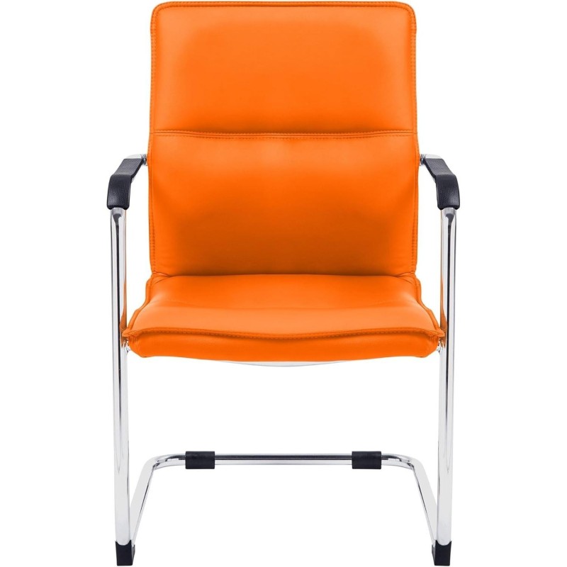 Silla de confidente GOLIAT, estructura metálica, gran acolchado y elegante diseño en piel color negro