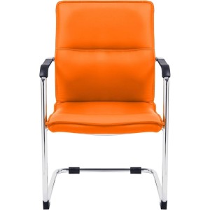 Silla de confidente GOLIAT, estructura metálica, gran acolchado y elegante diseño en piel color negro