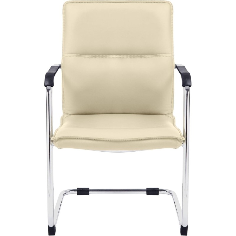 Silla de confidente GOLIAT, estructura metálica, gran acolchado y elegante diseño en piel color negro