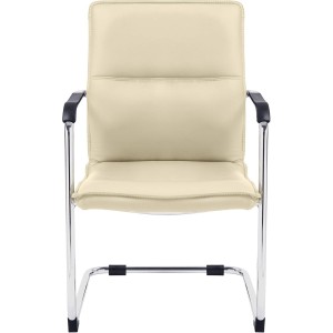 Silla de confidente GOLIAT, estructura metálica, gran acolchado y elegante diseño en piel color negro