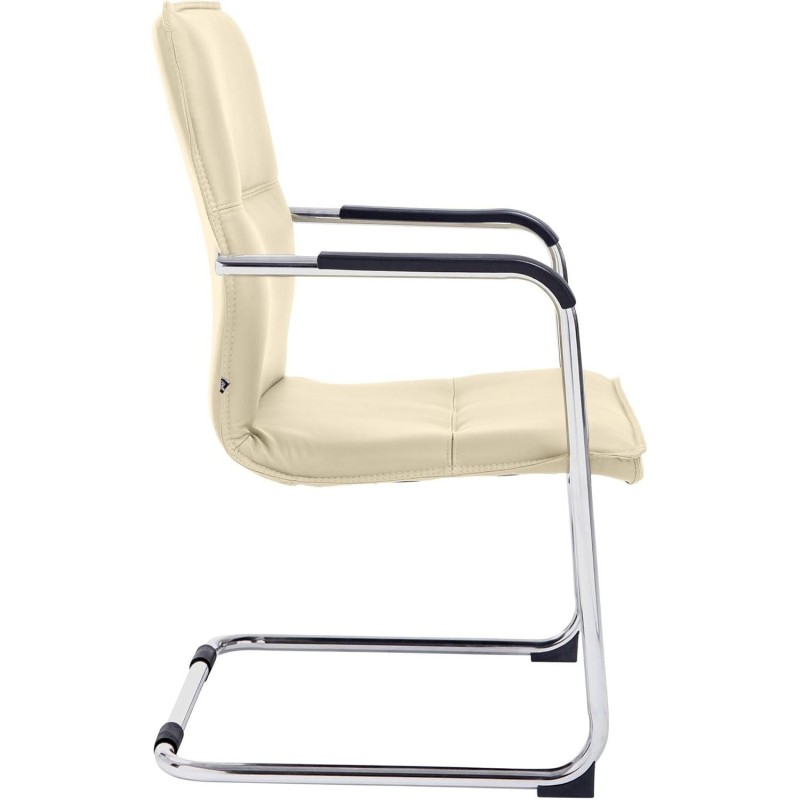 Silla de confidente GOLIAT, estructura metálica, gran acolchado y elegante diseño en piel color negro