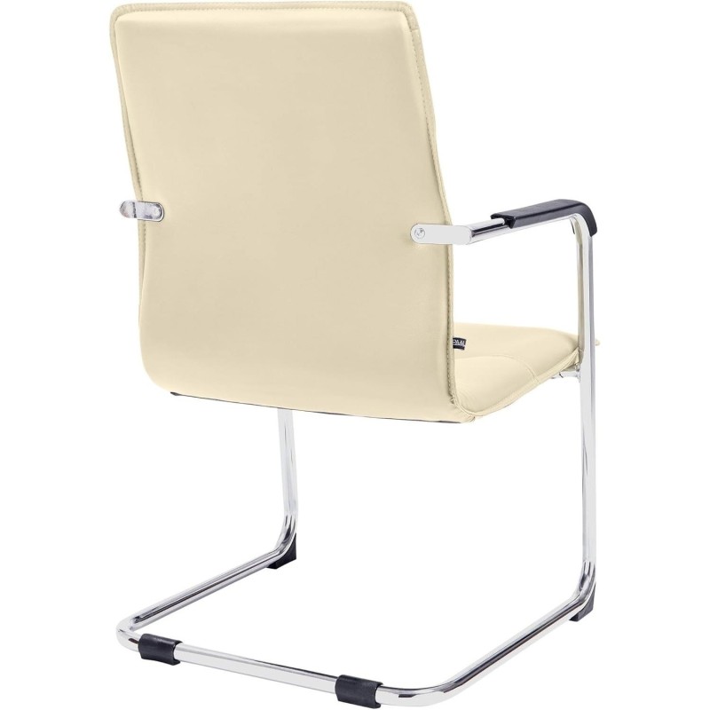 Silla de confidente GOLIAT, estructura metálica, gran acolchado y elegante diseño en piel color negro