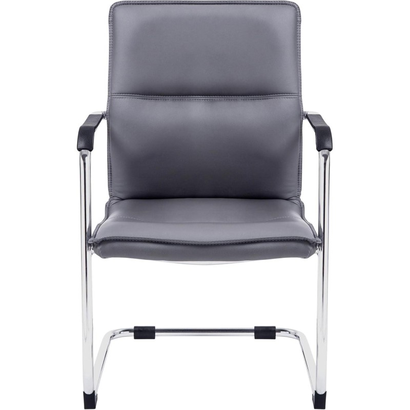 Silla de confidente GOLIAT, estructura metálica, gran acolchado y elegante diseño en piel color negro