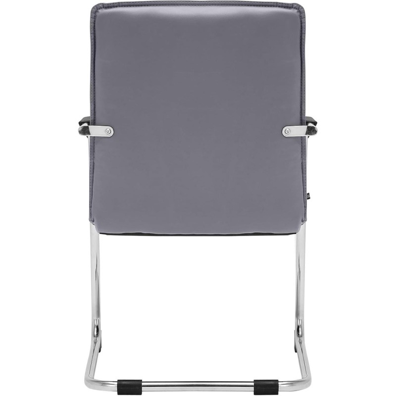 Silla de confidente GOLIAT, estructura metálica, gran acolchado y elegante diseño en piel color negro