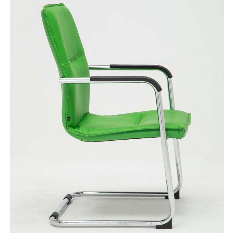 Silla de confidente GOLIAT, estructura metálica, gran acolchado y elegante diseño en piel color negro