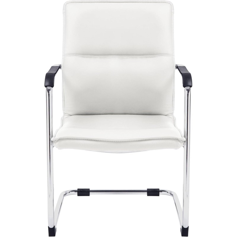 Silla de confidente GOLIAT, estructura metálica, gran acolchado y elegante diseño en piel color negro