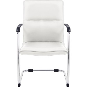 Silla de confidente GOLIAT, estructura metálica, gran acolchado y elegante diseño en piel color negro