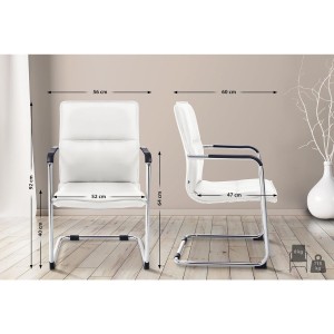 Silla de confidente GOLIAT, estructura metálica, gran acolchado y elegante diseño en piel color negro