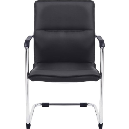 Silla de confidente GOLIAT, estructura metálica, gran acolchado y elegante diseño en piel color negro 2
