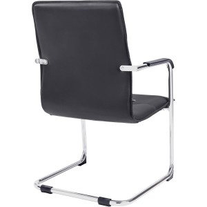 Silla de confidente GOLIAT, estructura metálica, gran acolchado y elegante diseño en piel color negro