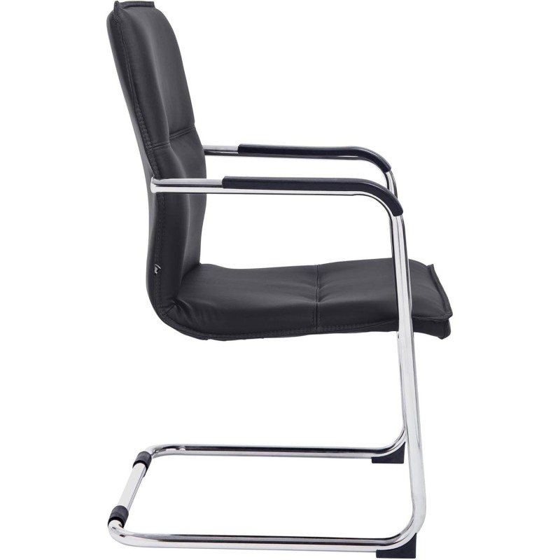 Silla de confidente GOLIAT, estructura metálica, gran acolchado y elegante diseño en piel color negro