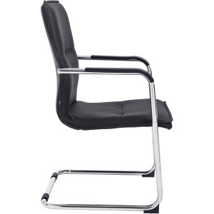 Silla de confidente GOLIAT, estructura metálica, gran acolchado y elegante diseño en piel color negro