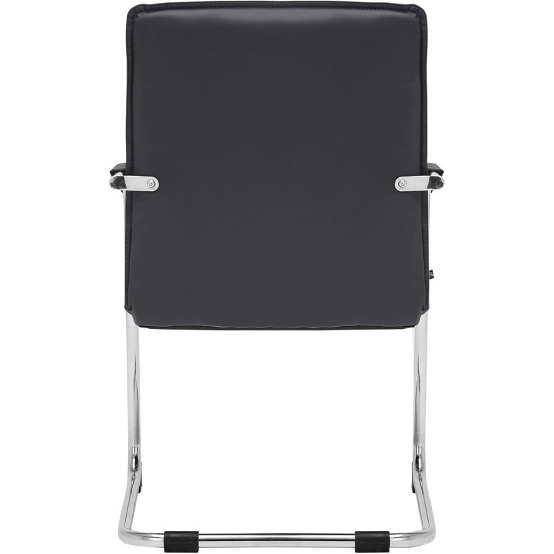 Silla de confidente GOLIAT, estructura metálica, gran acolchado y elegante diseño en piel color negro