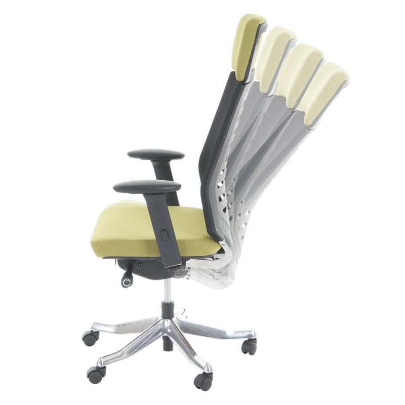 Silla de oficina LIENA PRO, respaldo ergonómico, en tela y malla, color verde