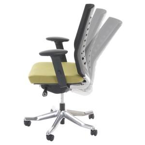 Silla de oficina LIENA, respaldo ergonómico, en tela y malla, color verde