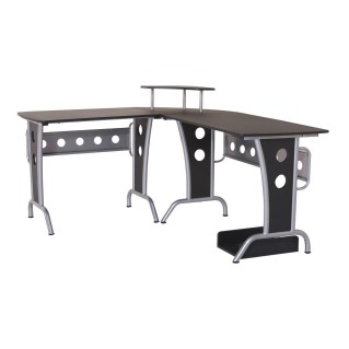 Mesa de ordenador KAMI en madera color negro y dimensiones 165x145x86 cm