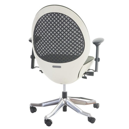 Silla de Oficina ZARKI, gran acolchado en piel blanca 2