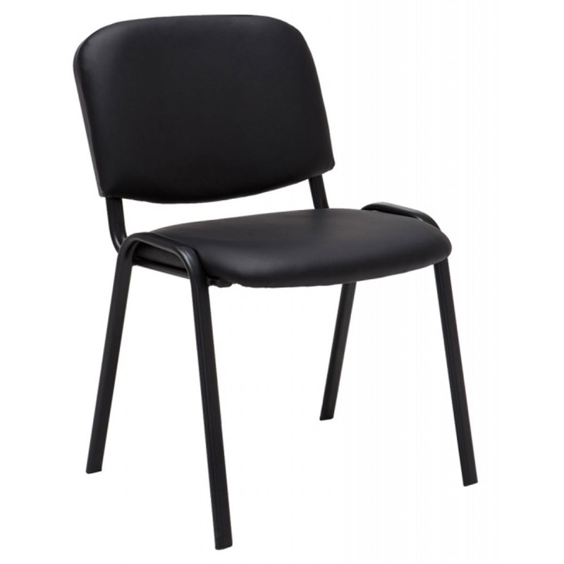 Silla de confidente MOBY PIEL negro, patas negras