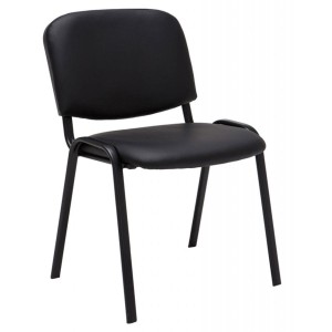 Silla de confidente MOBY PIEL negro, patas negras