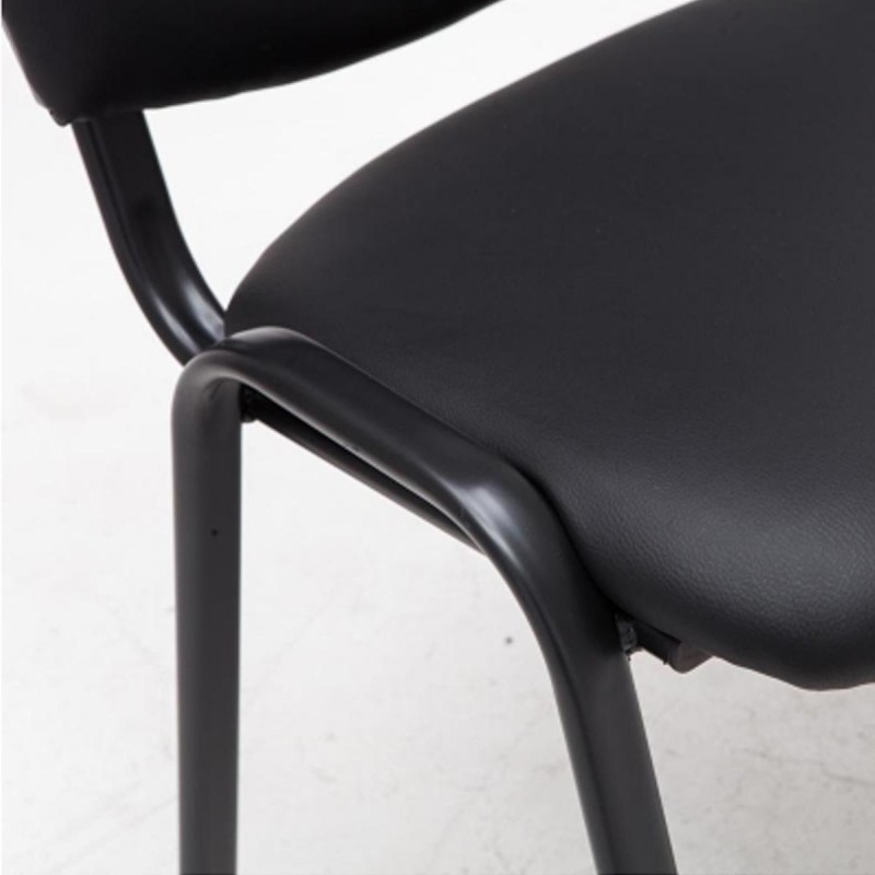 Silla de confidente MOBY PIEL negro, patas negras