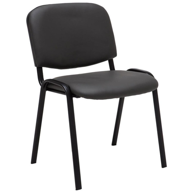 Silla de confidente MOBY PIEL negro, patas negras