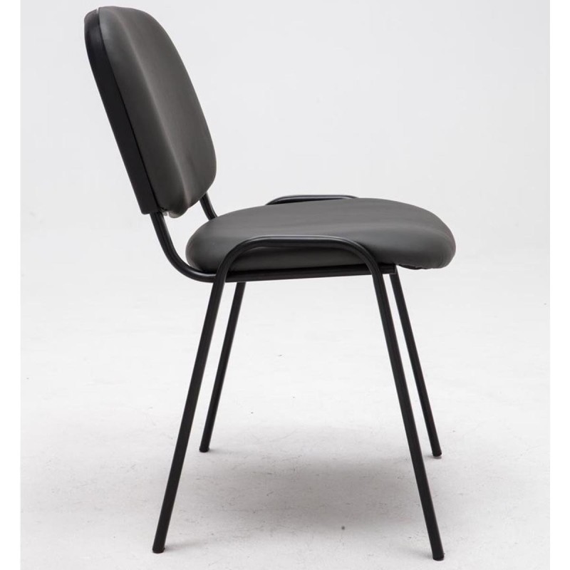 Silla de confidente MOBY PIEL negro, patas negras